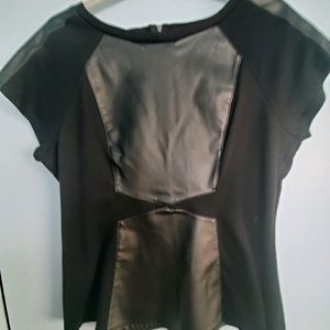 Black with leather look material top